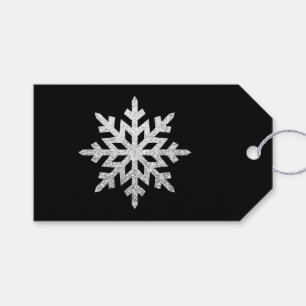 Silver Glitter Snowflake Cadeaulabel