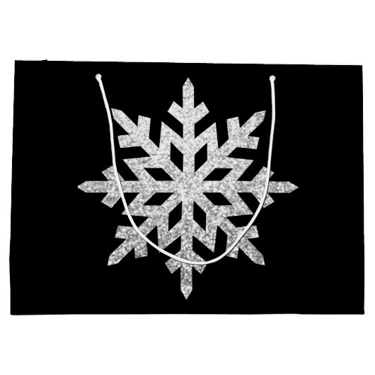 Silver Glitter Snowflake Groot Cadeauzakje (Achterkant)