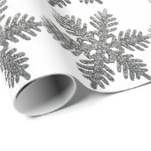 Silver Glitter Snowflake-kerstdecoratie Cadeaupapier (Rol Hoek)