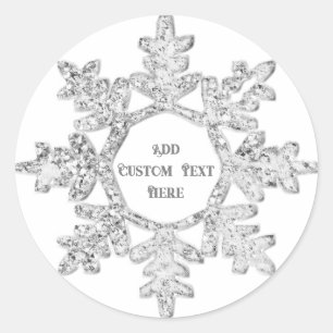 Silver Glitter Snowflake Kerstmis op persoonlijke  Ronde Sticker