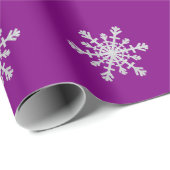 Silver Glitter Snowflake op Paarse kerst Cadeaupapier (Rol Hoek)