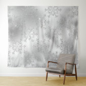 Silver Glitter Snowflake Photo Backdrop  Wandkleed (In Situ (horizontaal))
