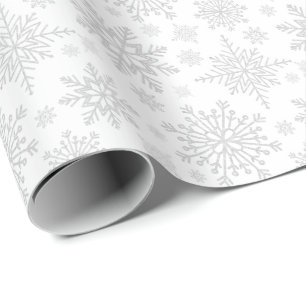 Silver Glitter Snowflakes Cadeaupapier