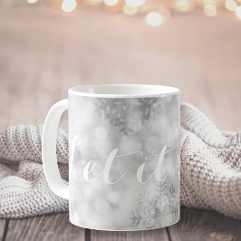 Silver Glitter Snowflakes Festive Koffiemok