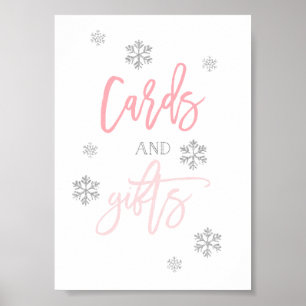 Silver Glitter Snowflakes   Kaarten en cadeaubonne Poster