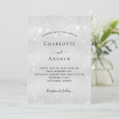 Silver glitter social media QR code bruiloft Kaart (Staand voorkant)