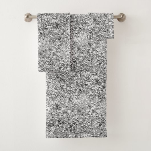 Silver Glitter Sparkle Bad Handdoek (Insitu)