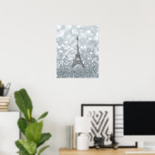 Silver Glitter Sparkle Bling Eiffel Tower Glam Poster (Thuiskantoor)