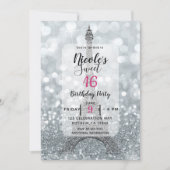 Silver Glitter Sparkle Bling Eiffel Tower Party Kaart (Voorkant)