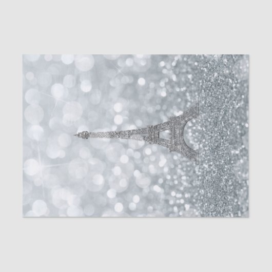 Silver Glitter Sparkle Bling Eiffel Tower Party Tissuepapier (Voorkant)