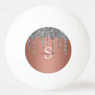 Silver Glitter Sparkle drijft Roos Gold Monogram Pingpongballen