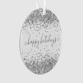 Silver Glitter Sparkle en Shine Prettige feestdage Ornament (voorkant)