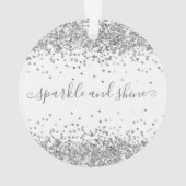 Silver Glitter Sparkle en Shine Prettige feestdage Ornament (achterkant)