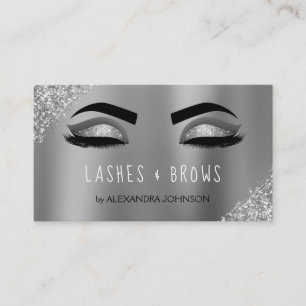 Silver Glitter Sparkle Eyelashes Lashes Brows Visitekaartje
