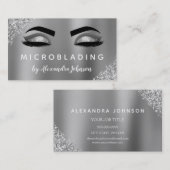 Silver Glitter Sparkle Eyelashes Microblading Visitekaartje (Voorkant / Achterkant)