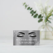 Silver Glitter Sparkle Eyelashes Microblading Visitekaartje (Staand voorkant)