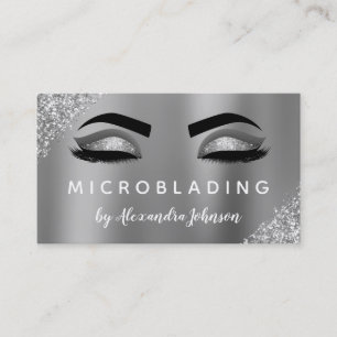 Silver Glitter Sparkle Eyelashes Microblading Visitekaartje