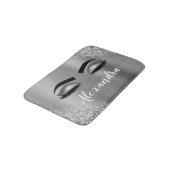 Silver Glitter Sparkle Eyelashes Monogram Naam Badmat (Gekanteld)