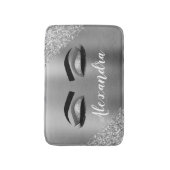 Silver Glitter Sparkle Eyelashes Monogram Naam Badmat (Voorkant Verticaal)
