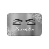 Silver Glitter Sparkle Eyelashes Monogram Naam Badmat (Voorkant)