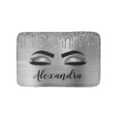 Silver Glitter Sparkle Eyelashes Monogram Naam Badmat (Voorkant)