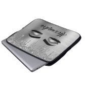 Silver Glitter Sparkle Eyelashes Monogram Naam Laptop Sleeve (Voorkant onderkant)