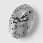 Silver Glitter Sparkle Eyelashes Monogram Naam Ronde Klok (Hoek)