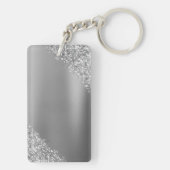 Silver Glitter Sparkle Eyelashes Monogram Naam Sleutelhanger (achterkant)