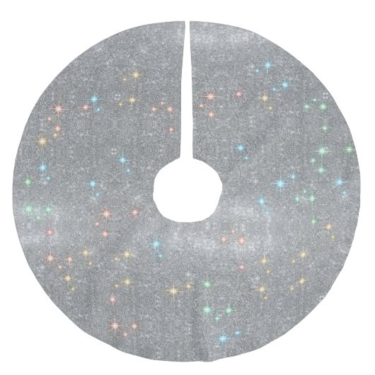 Silver Glitter Sparkle Faux-kerstverlichting Kerstboom Rok (Voorkant)