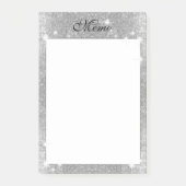 Silver Glitter Sparkle Metallic Kijk Post-it® Notes (Voorkant)