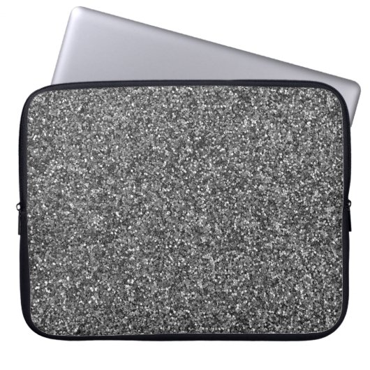 Silver Glitter Sparkle Metallic Laptop Hoes (Voorkant)