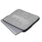 Silver Glitter Sparkle Metallic Personalized Laptop Sleeve (Voorkant onderkant)