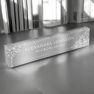 Silver Glitter Sparkle Microblading Brows Salon Naambordje