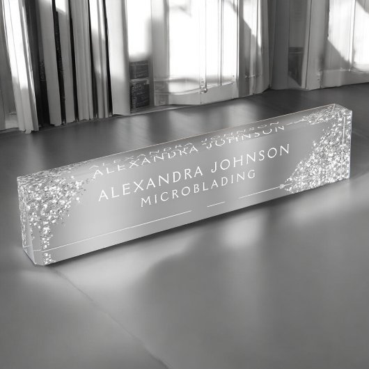 Silver Glitter Sparkle Microblading Brows Salon Naambordje