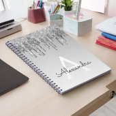 Silver Glitter Sparkle Monogram Notitieboek