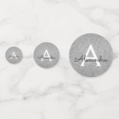 Silver Glitter Sparkle Monogram Party Confetti (Achterkanten)