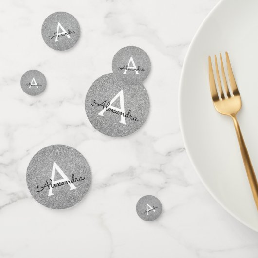 Silver Glitter Sparkle Monogram Party Confetti (Groep)