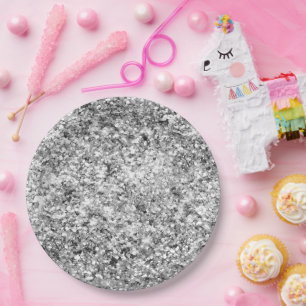 Silver Glitter Sparkle Papieren Bordje