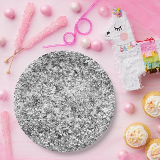 Silver Glitter Sparkle Papieren Bordje (Feest)