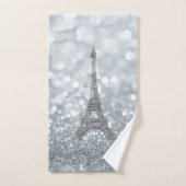 Silver Glitter Sparkle Paris Eiffel Tower Glam Bad Handdoek (Handdoek)