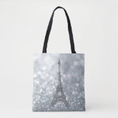 Silver Glitter Sparkle Paris Eiffel Tower Glam Draagtas (Voorkant)