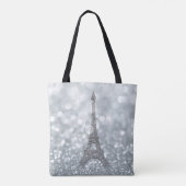Silver Glitter Sparkle Paris Eiffel Tower Glam Draagtas (Achterkant)