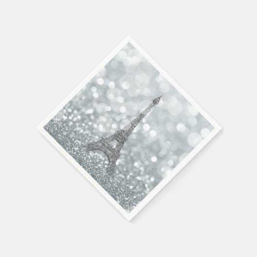 Silver Glitter Sparkle Paris Eiffel Tower Glam Servet (Hoek)