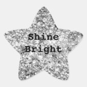 Silver Glitter Sparkle Ster Sticker (Voorkant)