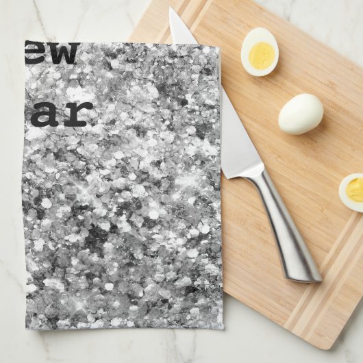 Silver Glitter Sparkle Theedoek (Quarter Fold)