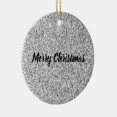 Silver glitter sparkles black white Personalize Keramisch Ornament (Rechts)