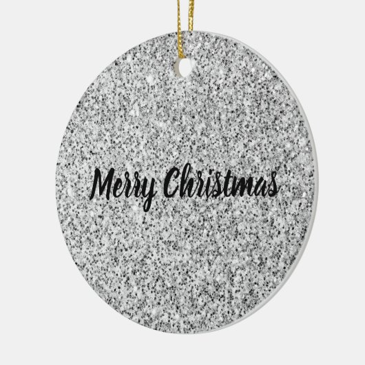 Silver glitter sparkles black white Personalize Keramisch Ornament (Links)