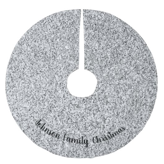 Silver glitter sparkles black white Personalize Kerstboom Rok (Voorkant)