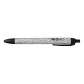Silver glitter sparkles black white Personalize Zwarte Inkt Pen (Bodem)