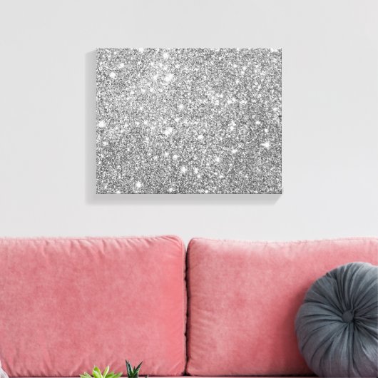 Silver Glitter Sparkles Canvas Afdruk (Insitu (Woonkamer))
